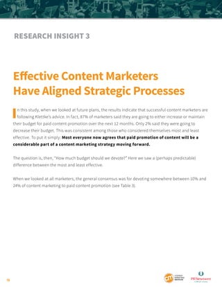 15
In this study, when we looked at future plans, the results indicate that successful content marketers are
following Kle...