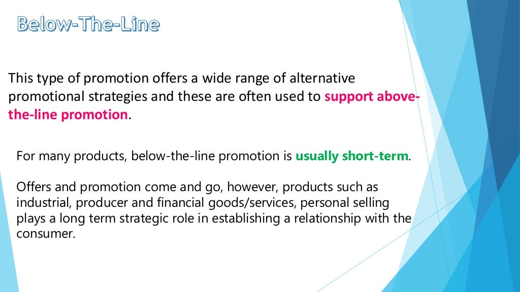 Promotion (Methods, AboveTheLine and BelowTheLine)