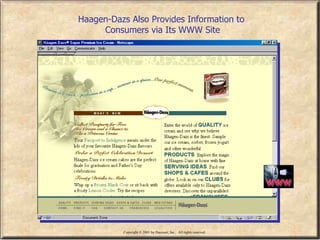 Haagen-Dazs Also Provides Information to  Consumers via Its WWW Site Copyright  ©  2001 by Harcourt, Inc.  All rights reserved. 