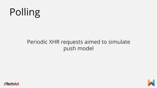 Polling
Periodic XHR requests aimed to simulate
push model

 