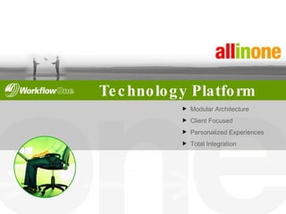 Technology Platform Modular Architecture Client Focused Personalized Experiences Total Integration 