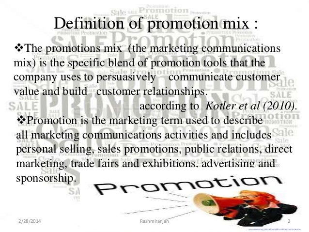 Promotion mix of marketing