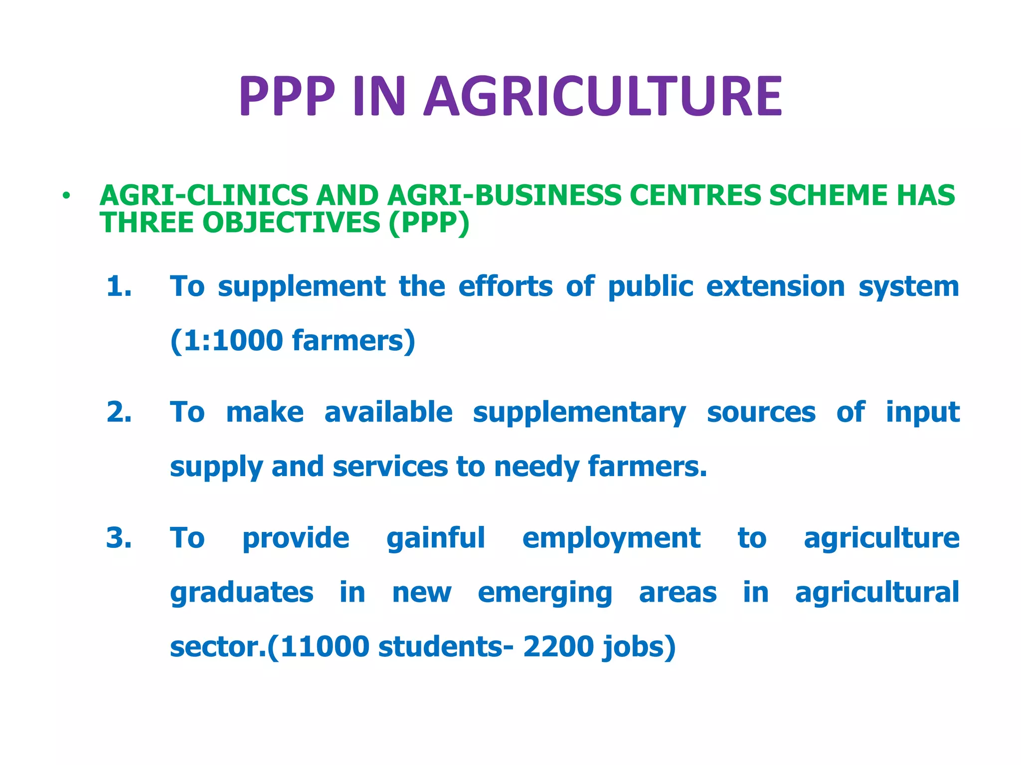 Promotion of Public Private Partnership in Agriculture and Allied ...