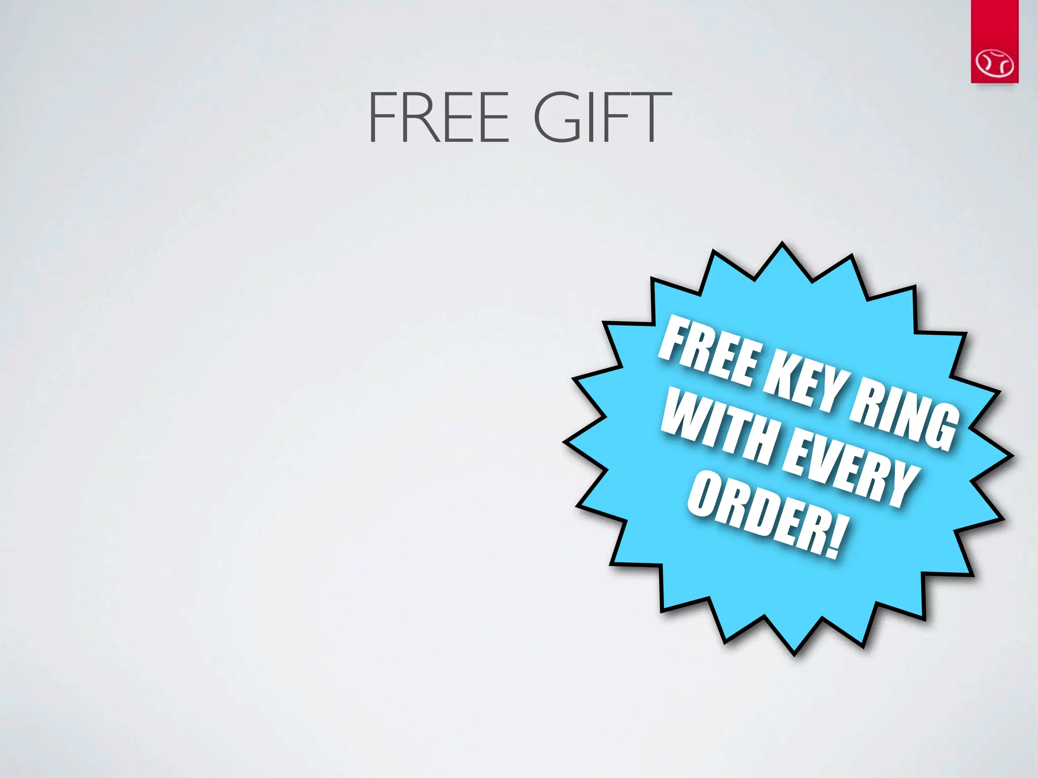 FREE GIFT

        FREE
             KEY R
        WITH      ING
              EVER
         ORD       Y
             ER!
 