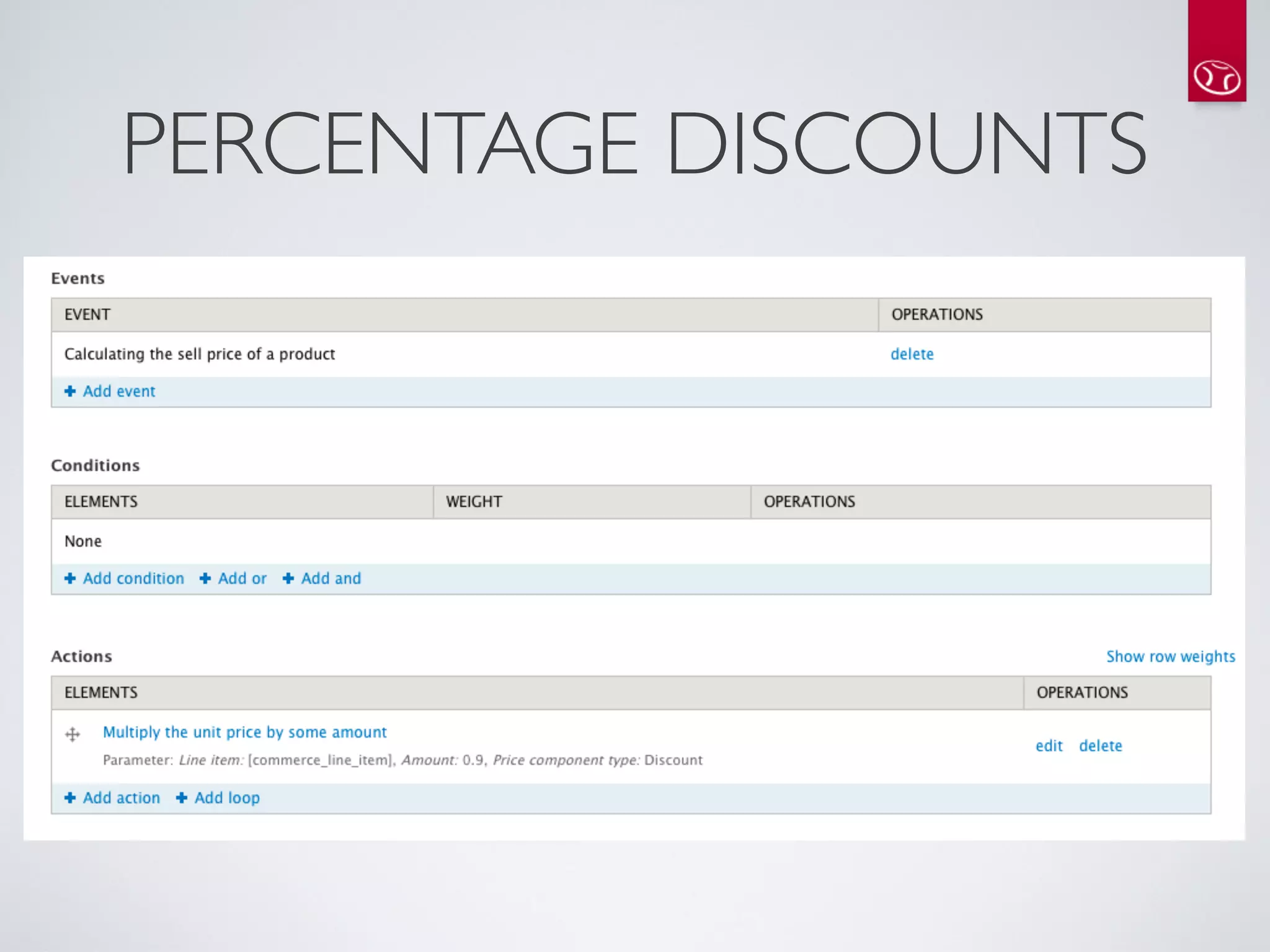 PERCENTAGE DISCOUNTS
 