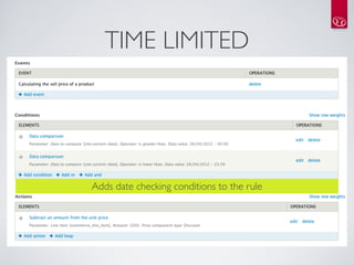 TIME LIMITED




Adds date checking conditions to the rule
 