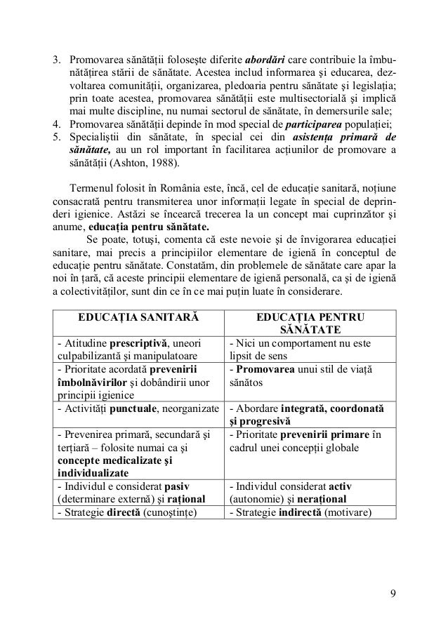 Promovarea Sanatatii Si Educatie Pentru Sanatate