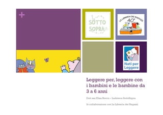 +
Leggere per, leggere con
i bambini e le bambine da
3 a 6 anni
Dott.ssa Elisa Rocco – Ludoteca SottoSopra
In collaborazione con La Libreria dei Ragazzi
 