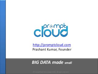 http://promptcloud.com
Prashant Kumar, Founder


BIG DATA made small
© PromptCloud Technologies 2013, All rights reserved
 