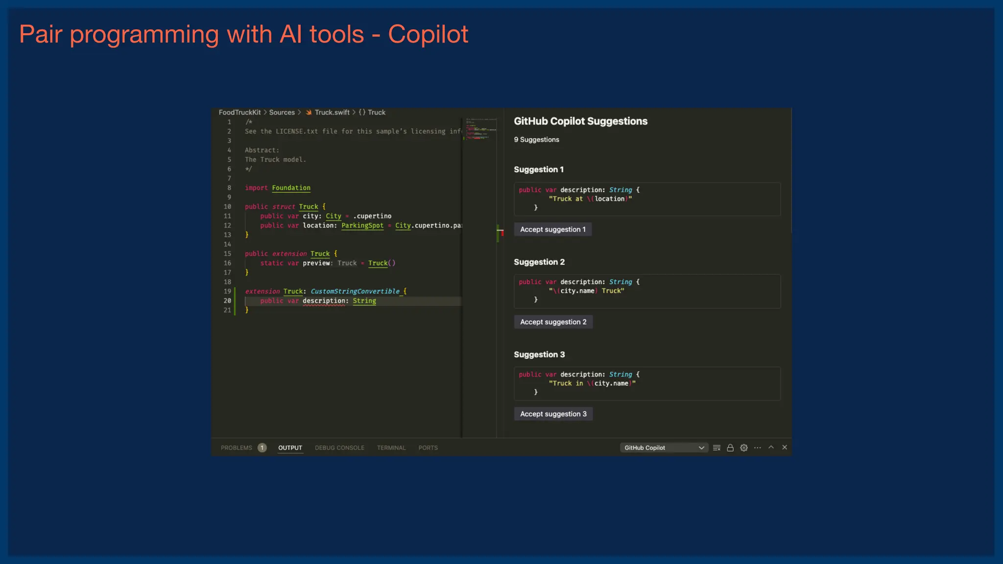 Pair programming with AI tools - Copilot
 