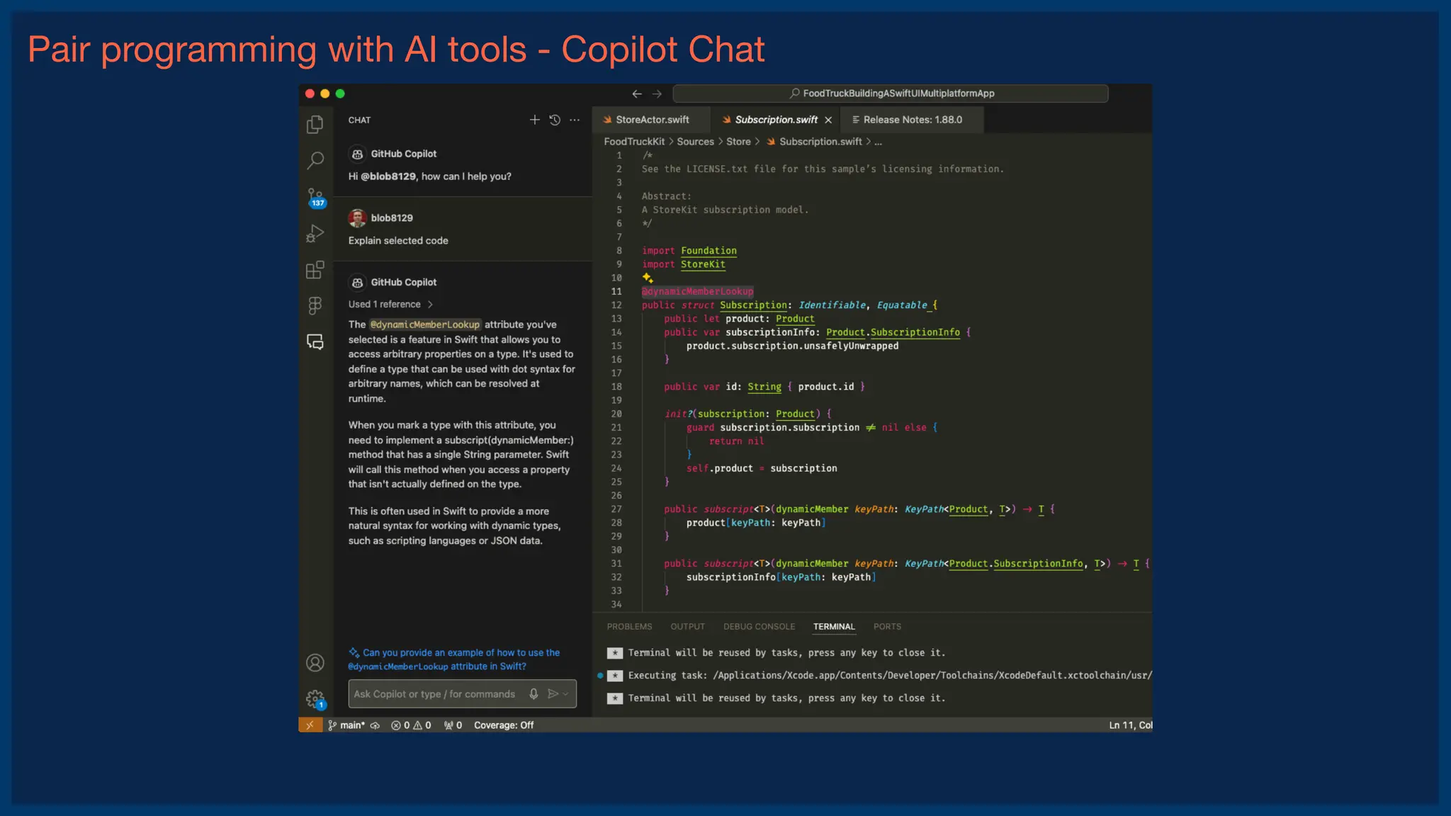 Pair programming with AI tools - Copilot Chat
 