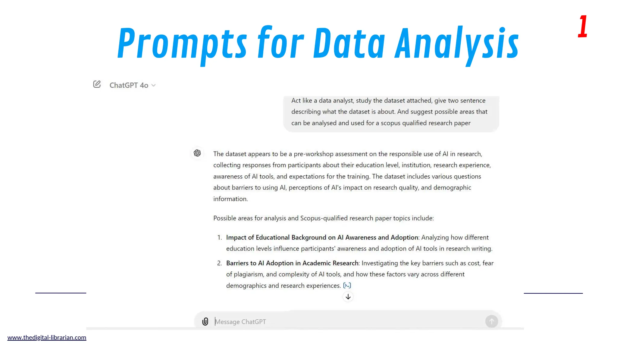 Prompts for Data Analysis
1
www.thedigital-librarian.com
 