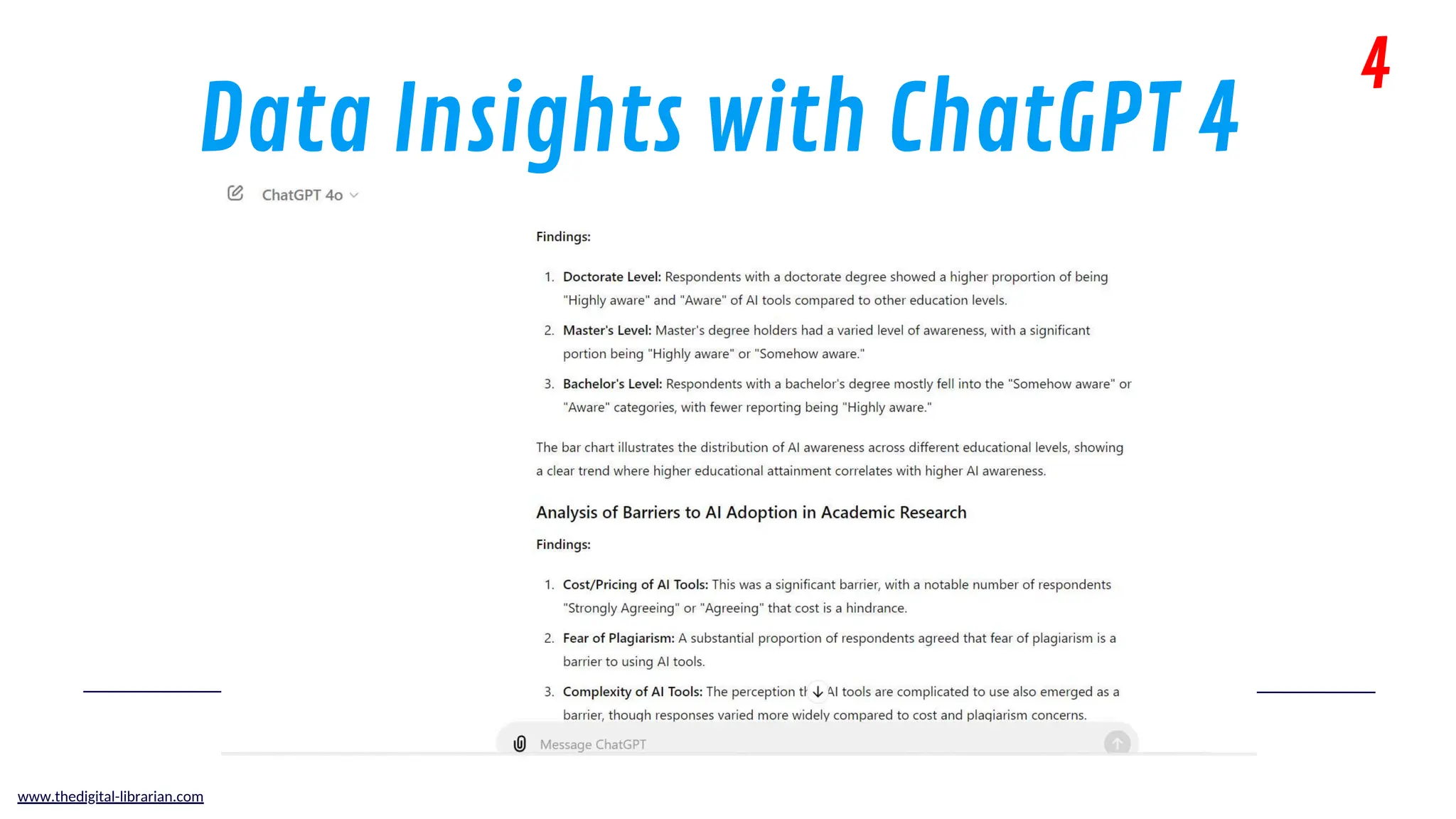 Data Insights with ChatGPT 4
4
www.thedigital-librarian.com
 