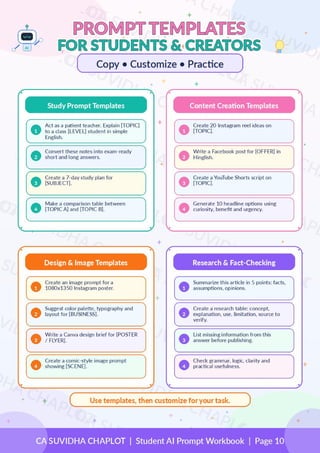 How to Write Correct Prompts | 10-Page Student AI Prompt Guide by CA ...