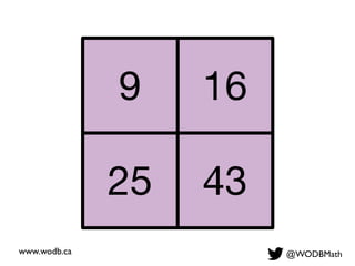 www.wodb.ca @WODBMath
169
25 43
 