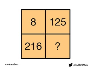 @WODBMath
1258
216 ?
www.wodb.ca
 