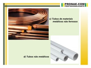 c) Tubos de materiais
                             metálicos não ferrosos




d) Tubos não metálicos
 