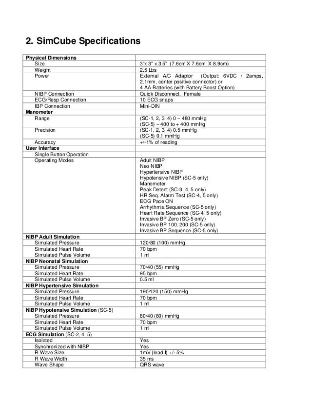 Nibp Simulator Service Manual