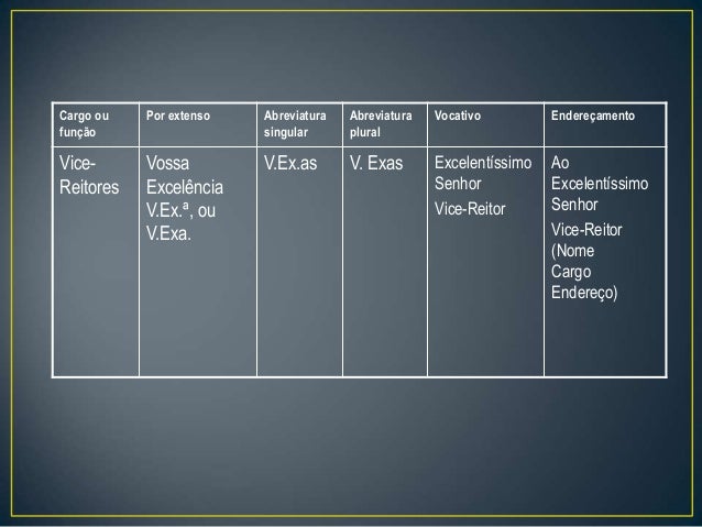 Abreviação De Vossa Excelência – EAXGRA