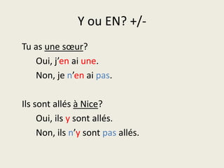 à vous de le faire…Elle a jouéau golf.Elle y a joué.Elle n’y a pasjoué.Tu as parléà Claude.Tului as parlé.Tunelui as pasparlé.