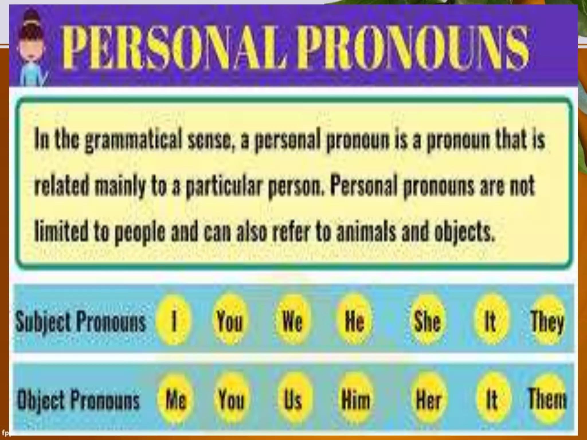 Pronoun personal pronoun | PPT