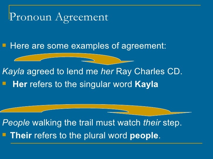 Pronoun Reference Agreement Examples