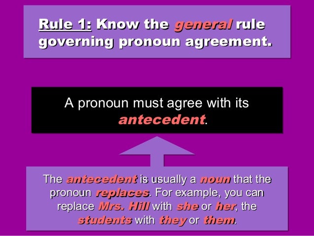 pronoun antecedent agreement