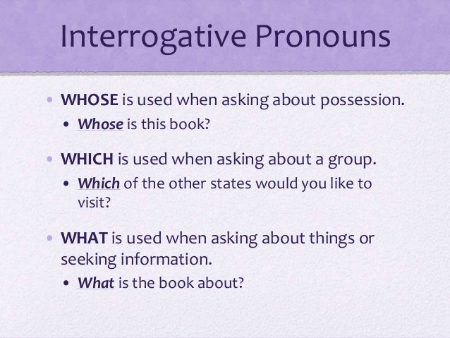 Interrogative Pronouns Chart