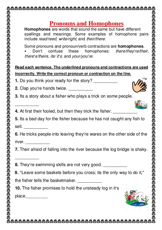 pronouns and homophones