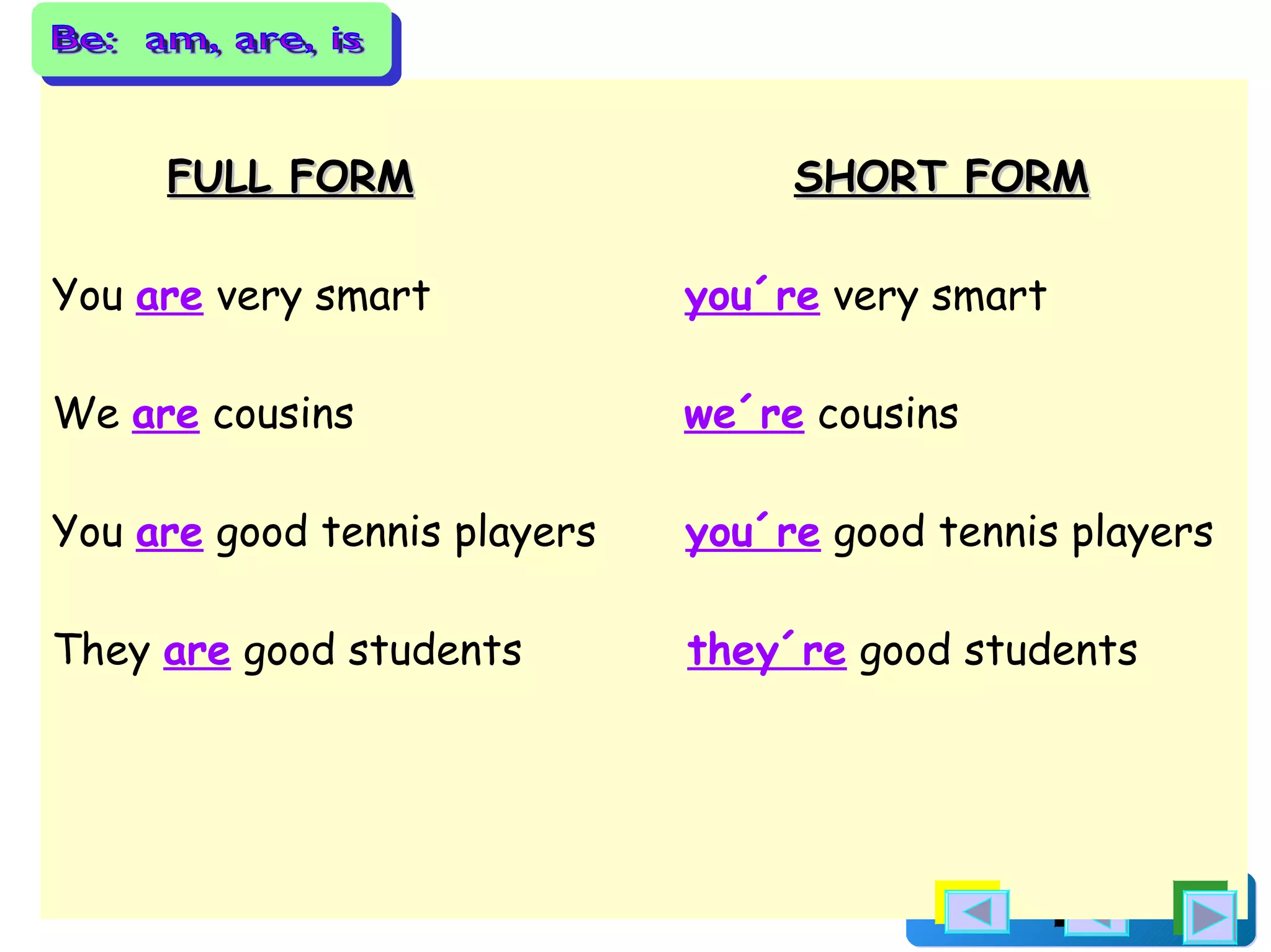 Pronouns and the verb to be | ODP