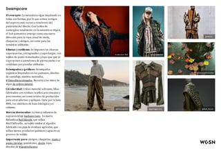 Swampcore
El concepto: La naturaleza sigue inspirando en
todas sus formas, por lo que somos testigos
del aspecto más oscuro y tenebroso del
panorama del diseño. Con la idea de
sumergirse totalmente en la naturaleza virgen,
el look pantanoso emerge como una nueva
dirección para la ropa casual de moda,
chaquetas y abrigos, así como para las
temáticas utilitarias.
Siluetas y estilismo: Se imponen las siluetas
superpuestas, extragrandes y superlargas, con
tejidos de punto texturizados y tops que que se
superponen a pantalones de pierna ancha o se
combinan con prendas utilitarias.
Estampados y gráficos: Estampados
orgánicos inspirados en los pantanos, diseños
de camuflaje, motivos moteados,
#TintesDistorsionados. Recurra a los tintes de
algas de origen natural.
Circularidad: Utilice material sobrante, hilos
fabricados con residuos textiles preconsumo y
posconsumo, así como retales de producción
para crear adornos y apliques. Opte por la lana
RWS, los sintéticos de base biológica y el
cáñamo.
Marcas destacadas: La marca milanesa de
suprarreciclaje Garbage Core. La marca
finlandesa Rolf Ekroth, que utiliza
Bio2TMTextile, un tejido similar al algodón
fabricado con paja de residuos agrícolas, que
utiliza menos productos químicos y agua en su
proceso de teñido.
Importante para: abrigos, chaquetas, punto y
punto circular, pantalones, denim, tops,
diseños de #GéneroNeutro
Andersson Bell
@kmymaness
@kapitalglobal
@garbagecore_
@elleest_
@saramarievictoire
@Rolf_Ekroth
7
 