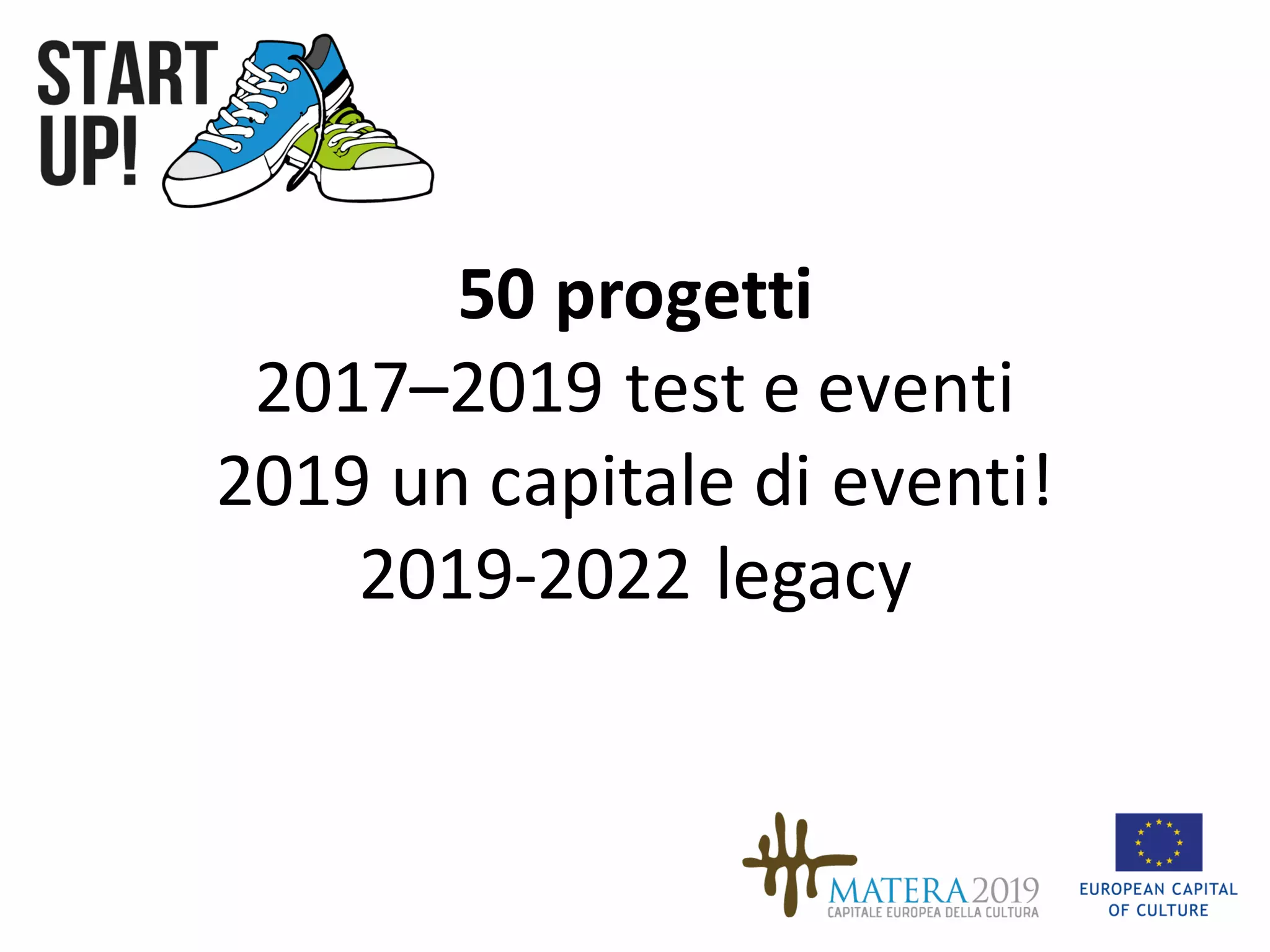 50	progetti
2017–2019	test	e	eventi
2019	un	capitale	di	eventi!
2019-2022	legacy
 