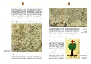 22 23
y único «Aragón» (Alonso de Aragón, Juan de
Aragón, Catalina de Aragón, etc.). Por tal mo-
tivo, se llama Aragón al emblema de la familia,
que pasará a ser el de muchos de sus territorios:
las cuatro barras rojas sobre fondo de oro son
el «señal real» de Aragón, de donde procede el
término «senyera» o señera usado en Catalu-
ña, Valencia y otros lugares de la antigua Co-
rona. La misma razón hizo que se denominase
«Corona de Aragón» (v.) o «Real Corona de
Aragón» al conjunto de los estados regidos por
el rey de Aragón. Pedro IV usó profusamente la
efigie de un dragón para significar su nombre
(dragón = d’Aragón).
Aragonés (gentilicio).
Además de sus significados habituales, «hasta
1800, e incluso después, la palabra “aragone-
ses” siempre (subrayo: siempre) fue bivalente,
porque según el contexto en que se aplicaba se
refirió a uno de dos grupos de súbditos diferen-
tes: o los naturales del Reino de Aragón, o los
naturales de cualquiera de los reinos y princi-
pados comprendidos en la Corona de Aragón
[...]. Es decir, “aragoneses” quería decir arago-
neses, catalanes, valencianos y mallorquines»
(G. Pérez Sarrión, «¿Confederación?», 2006).
El caso es similar al del uso polivalente de «in-
gleses», que a menudo ha incluido también
a galeses y escoceses, como «holandeses» y
«suizos» designan hoy a todos los neerlande-
ses y helvéticos, respectivamente. (V. también:
Catalán, gentilicio.)
Arán.
Su vinculación con Aragón es antigua. Cons-
ta desde Alfonso I, incluso en documentación
particular que cita a este monarca reinando
Aragonia et Navarra,
Ámsterdam, 1647. (Cortes de
Aragón. Fondo Documental
Histórico, M14)
«en Aragón, Pamplona, Sobrarbe y Ribagorza
y en Pallás [Pallars] y en Arán» (1108) o «en
Bal de Arán» (1130). Se incorpora a Cataluña
en 1411, durante el interregno. No obstante, en
1613, un visitador real escribe a Felipe III que
el Valle no ha querido admitir un gobernador
catalán, pidiendo al rey que designase a uno
aragonés. (V. también: Frontera de Aragón con
Cataluña; Principado de Cataluña.)
						
					
Árbol de Sobrarbe.
Uno de los cuatro emblemas del escudo del
Reino de Aragón, en su versión más tardía
(1499). Ocupa el lugar de mayor dignidad
(primer cuartel, cuadrante superior izquierdo
para el espectador) aunque fue el último en
incorporarse. Es un árbol desarraigado, con
siete raigones al aire, en sus colores naturales,
sobre campo de oro y con una cruz latina roja
asomando por la copa. La cruz «sobre árbol»
es un tipo parlante, pues expresa fonéticamen-
te, por paronimia o semejanza de nombres,
«Sobrarbe» (sobre la sierra de Arbe). Tiene
significado político, pues implica la validación
de los supuestos fueros de ese reino, lo que
«proporciona un sustento histórico-legal a los
postulados del pactismo [v.] como forma polí-
tica».SeincorporaalescudodeAragón«enun
momento en el que la crisis política bajomedie-
val, de la que surge el concepto de monarquía
paccionada, empezaba ya a dar paso a la mo-
derna monarquía autoritaria» (A. Montaner,
El señal del rey de Aragón, 1995). La leyenda
es múltiple: el milagro de la cruz sobre el árbol
en favordelos cristianos aragoneses seprodujo
en Aínsa, según el cronista Jerónimo Blancas;
El valle de Arán.
Juan Bautista Labaña,
Episcopatus Balbastrensis,
Ribagorça comit. et Sobrarbe,
cum adjacentibus,
Ámsterdam, ca. 1672. (Cortes
de Aragón. Fondo Documental
Histórico, M61)
Escudo con el árbol de Sobrarbe.
Armorial de Aragón, 1536.
(ArchivoHistórico
ProvincialdeZaragoza.
Manuscritos,7-1,fol.14)
 