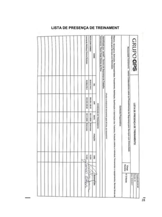 28
LISTA DE PRESENÇA DE TREINAMENT
 
