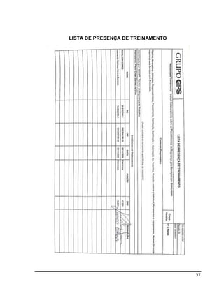 37
LISTA DE PRESENÇA DE TREINAMENTO
 