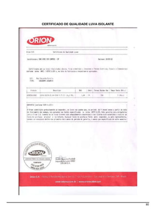 80
CERTIFICADO DE QUALIDADE LUVA ISOLANTE
 
