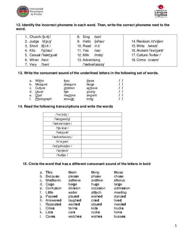 Pronunciation assignment 3 (consonant sounds)