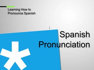 Learning How to
Pronounce Spanish

Spanish
Pronunciation

 