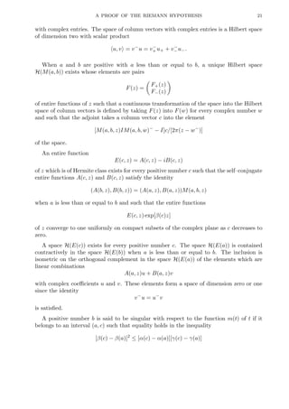 A PROOF OF THE RIEMANN HYPOTHESIS - Louis de Branges | PDF
