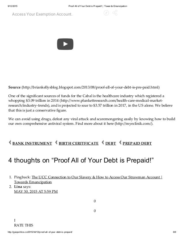 proof all of your debt is prepaid proof a4v works