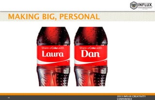 MAKING BIG, PERSONAL

44

2013 INFLUX CREATIVITY
CONFERENCE

 