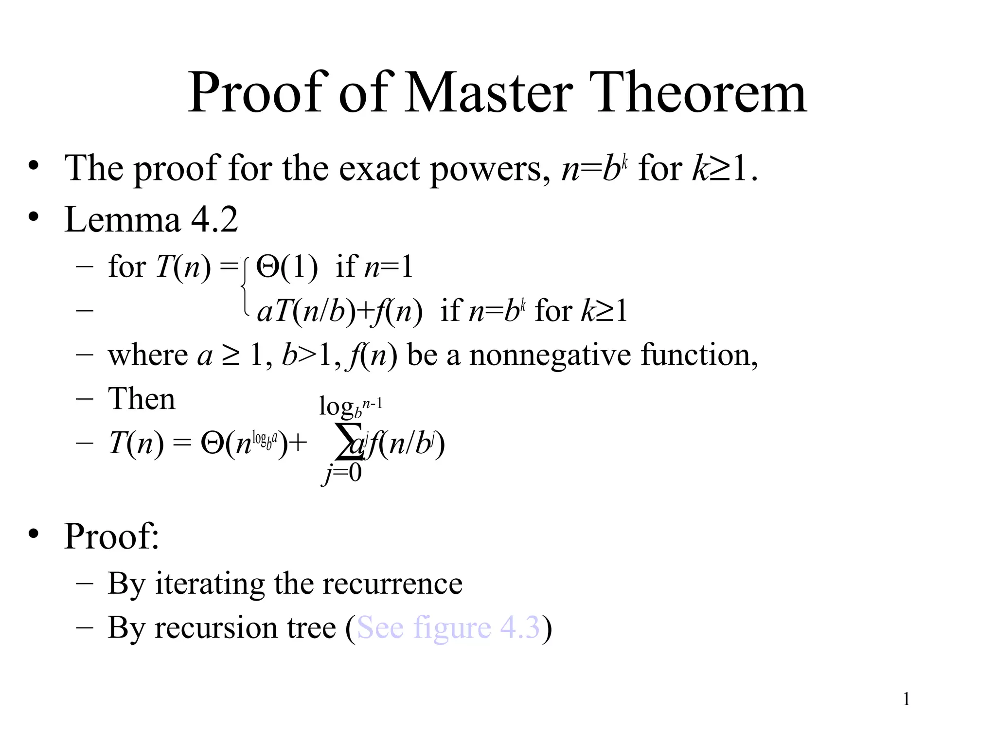 Proof master theorem ppt