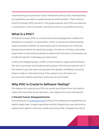 Question Poc Proof of Concept (POC) in Automation Testing: A Comprehensive Guide | PDF