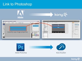 Link to Photoshop

Instantly copy image properties

Adobe Photoshop

Kony Visualizer

 