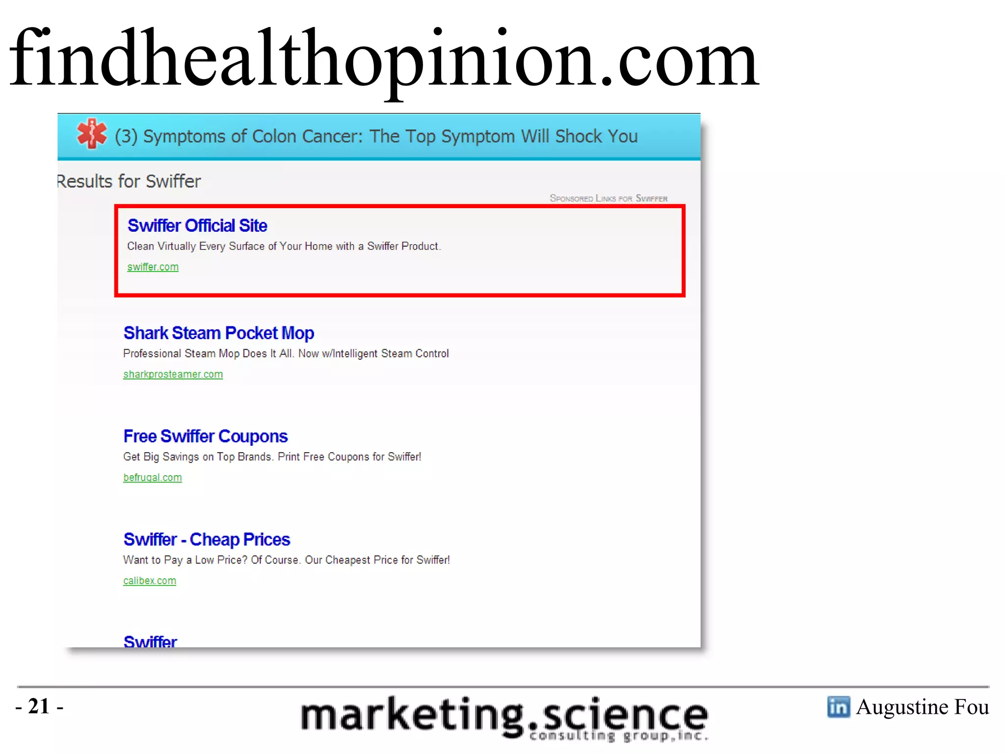 findhealthopinion.com

- 21 -

Augustine Fou

 