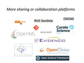 More sharing or collaboration platforms
 
