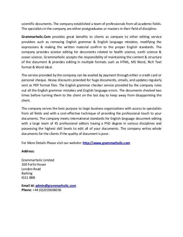 Proofreading and editing services