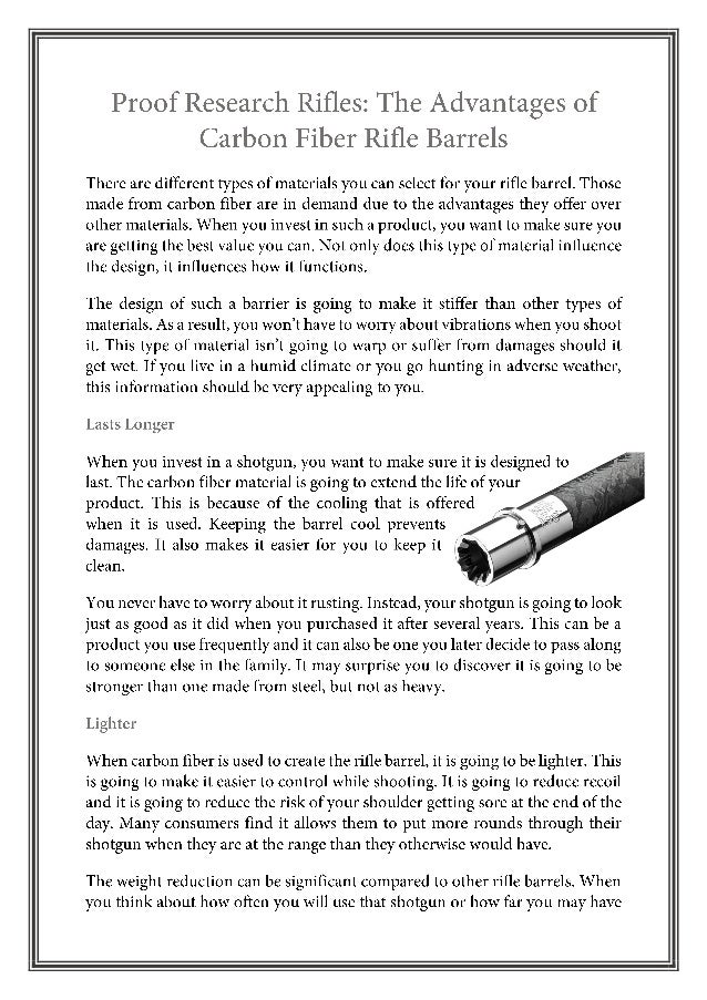 Proof research rifles the advantages of carbon fiber rifle barrels