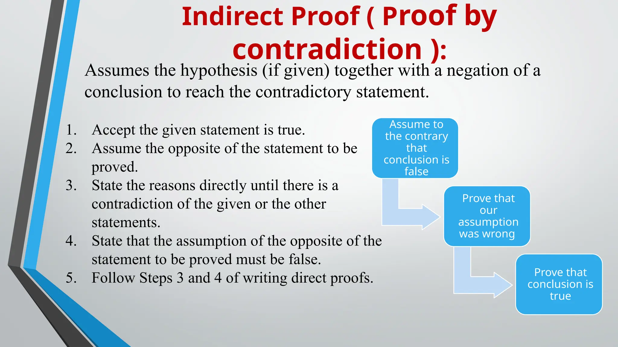 Direct proof and indirect proof meaning and examples ppt