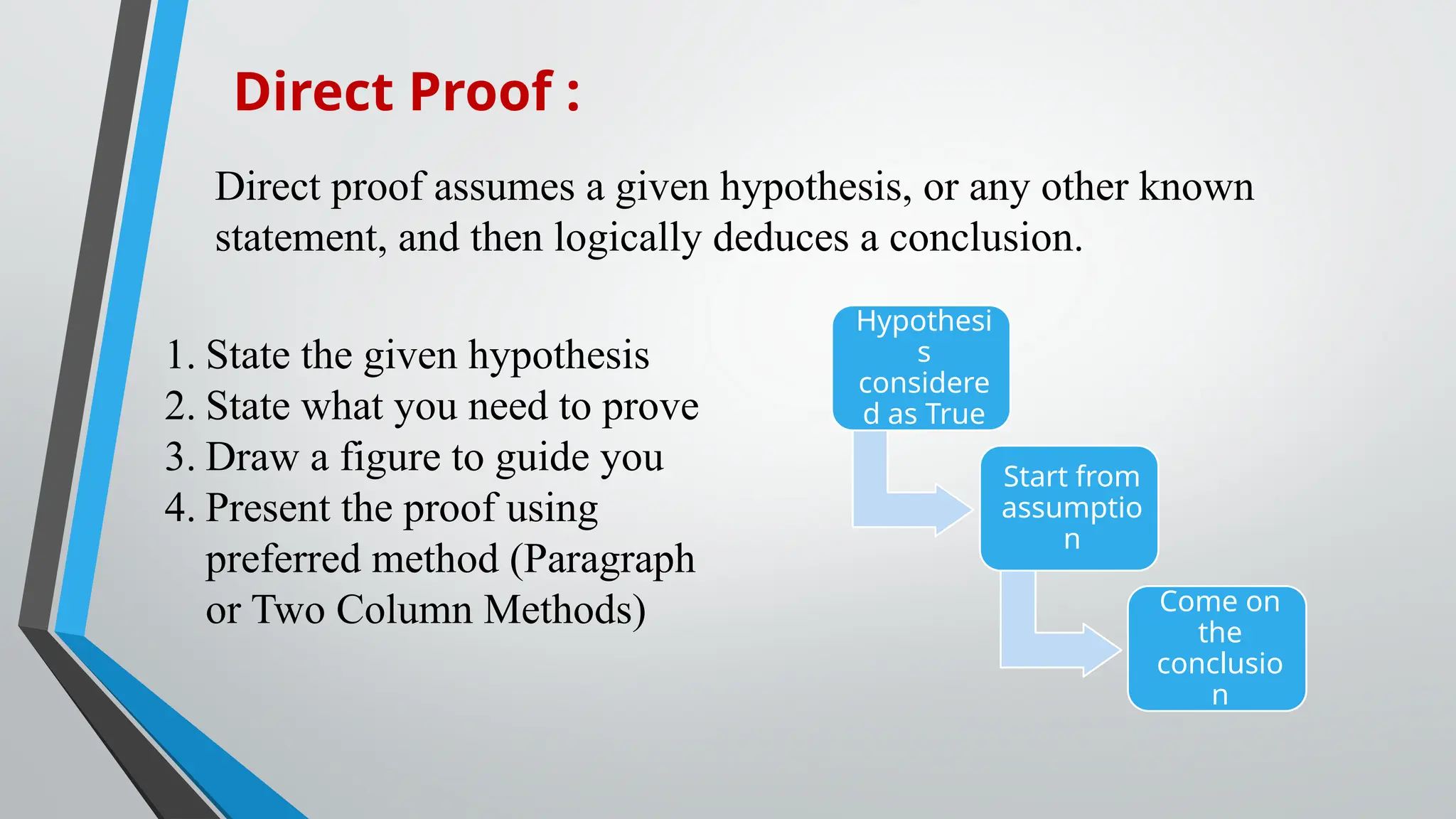 Direct proof and indirect proof meaning and examples ppt